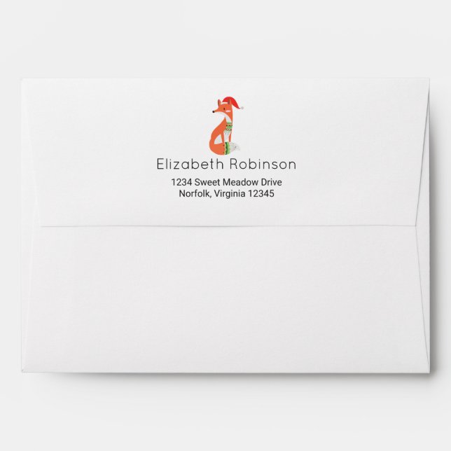 Orange Fox in Red Santa Hat Envelope (Back (Top Flap))
