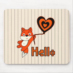 Orange fox with heart gel mouse pad