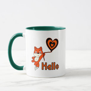Orange fox with heart mug