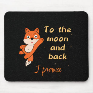 Orange fox with moon mouse pad