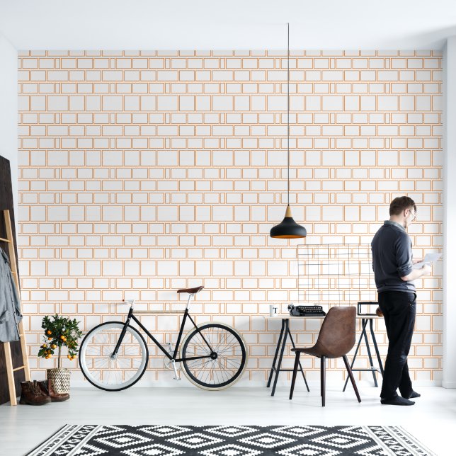 Orange Frame Gallery Geometric Horizontal Pattern Wallpaper (Living Room)