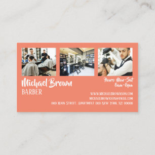 orange framed custom photo barber business card