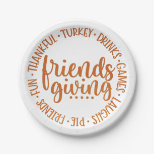 Orange Friendsgiving Paper plate