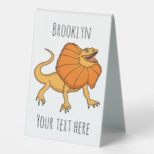 Orange frilled-neck lizard cartoon illustration