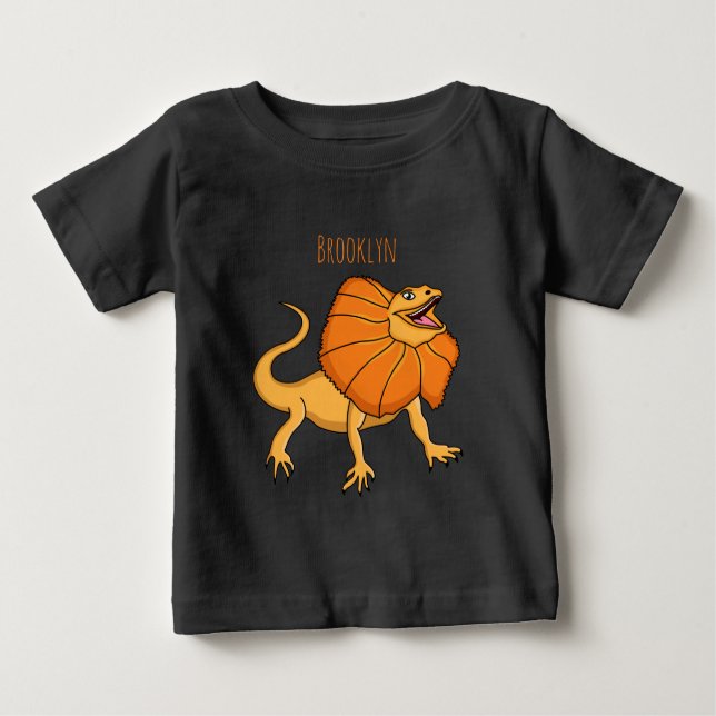 Orange frilled-neck lizard cartoon illustration baby T-Shirt (Front)