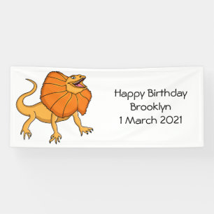 Orange frilled-neck lizard cartoon illustration banner
