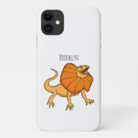 Orange frilled-neck lizard cartoon illustration