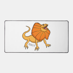 Orange frilled-neck lizard cartoon illustration  desk mat