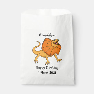 Orange frilled-neck lizard cartoon illustration favour bag