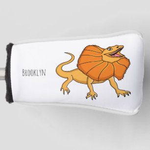 Orange frilled-neck lizard cartoon illustration golf head cover