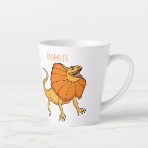 Orange frilled-neck lizard cartoon illustration latte mug