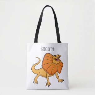 Orange frilled-neck lizard cartoon illustration tote bag