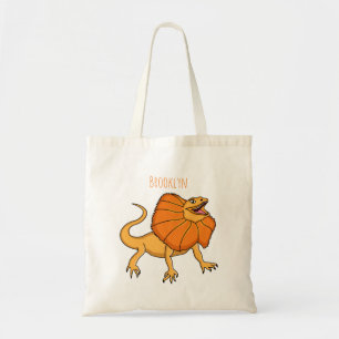 Orange frilled-neck lizard cartoon illustration tote bag