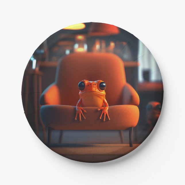 Orange Frog Paper Plate (Front)