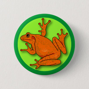 Orange Frog Round Button
