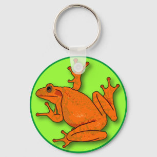 Orange Frog Round Keychain