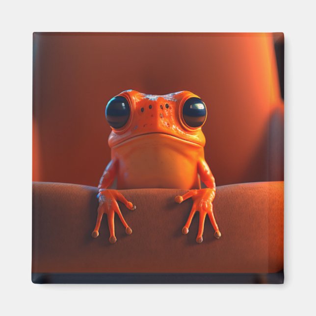 Orange Frog Striking Cute Macro Portrait Magnet (Front)