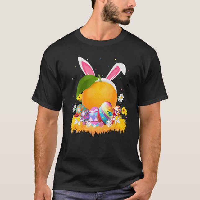 Orange Fruit  Easter Egg Funny Orange Easter Sunda T-Shirt (Front)