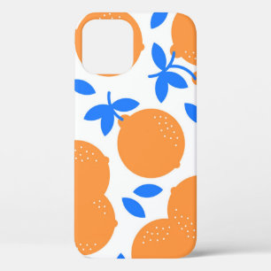 Orange Fruit: Exquisite Blue-Twigged Pattern. iPhone 12 Case