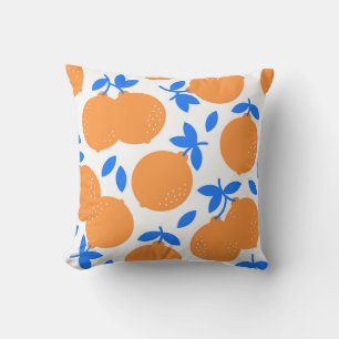 Orange Fruit: Exquisite Blue-Twigged Pattern. Cushion