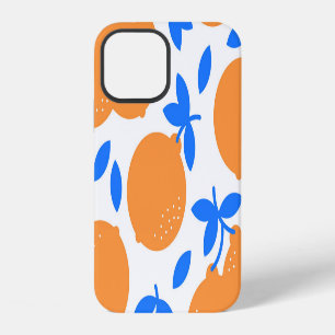 Orange Fruit: Exquisite Blue-Twigged Pattern. iPhone 12 Case