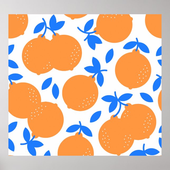 Orange Fruit: Exquisite Blue-Twigged Pattern. Poster (Front)