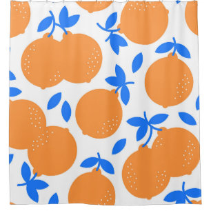 Orange Fruit: Exquisite Blue-Twigged Pattern. Shower Curtain