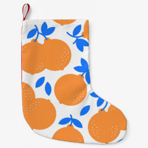 Orange Fruit: Exquisite Blue-Twigged Pattern. Small Christmas Stocking
