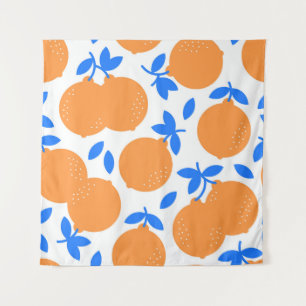 Orange Fruit: Exquisite Blue-Twigged Pattern. Tapestry
