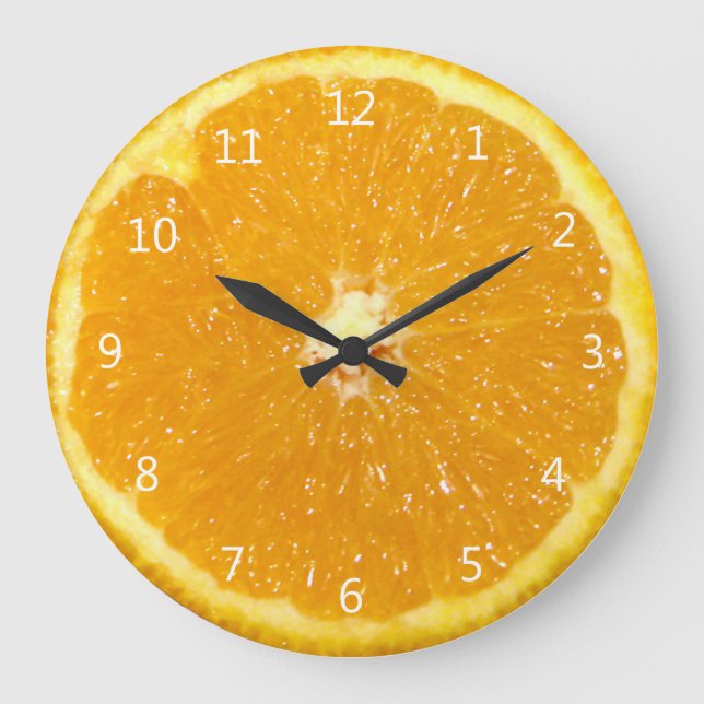 Orange Fruit Fresh Slice Large Clock (Front)