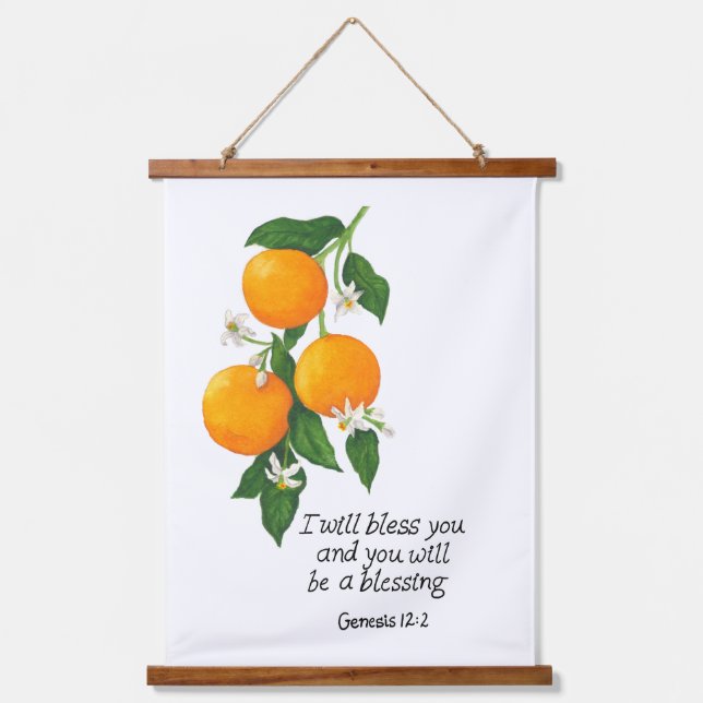 Orange Fruit Genesis 12:2 Hanging Tapestry (Front)
