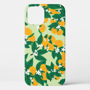 Orange fruit: green vintage pattern. iPhone 12 case