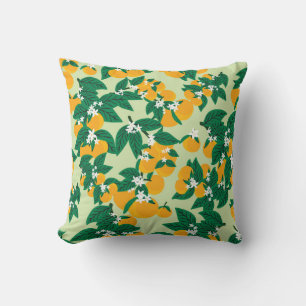 Orange fruit: green vintage pattern. cushion