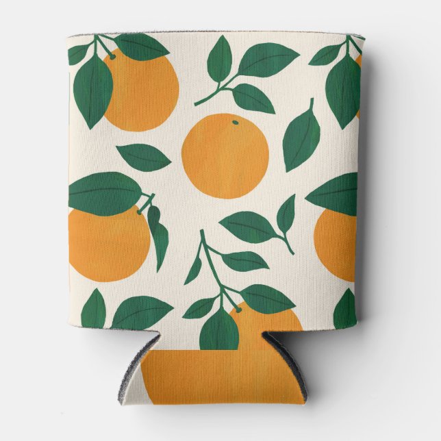 Orange Fruit Pattern Illustration Can Cooler (Front)