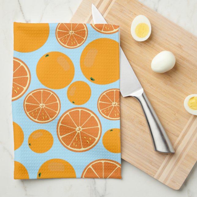 Orange Fruit Pattern Tea Towel (Quarter Fold)