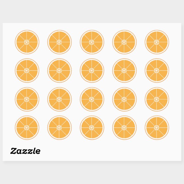 Orange Fruit Slice Cute Classic Round Sticker (Sheet)