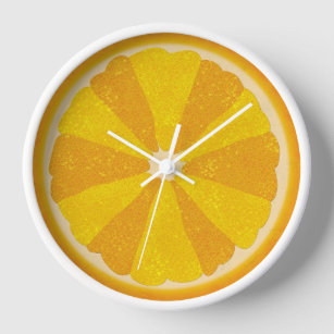 Orange Fruit Slice Pop Art Minimalist Kitchen Food Clock