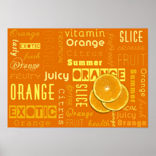 Orange Fruit Slices Typo - Poster Print