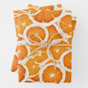Orange Fruit Slices Wrapping Paper Sheet