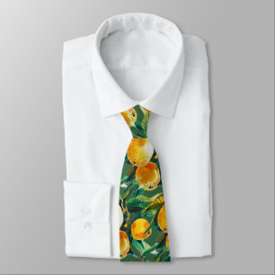 Orange Fruit Watercolor Tie – Fresh Citrus Artwork