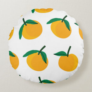 orange fruit with white background seamless patter round cushion