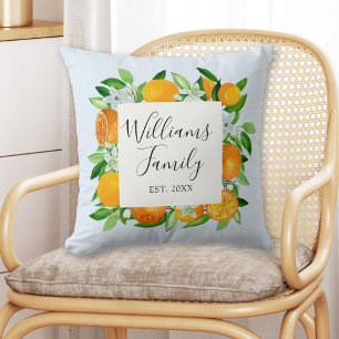 Orange Fruits and Flowers Summer Floral botanical Cushion