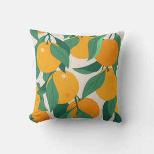 Orange fruits and leaves seamless pattern cushion