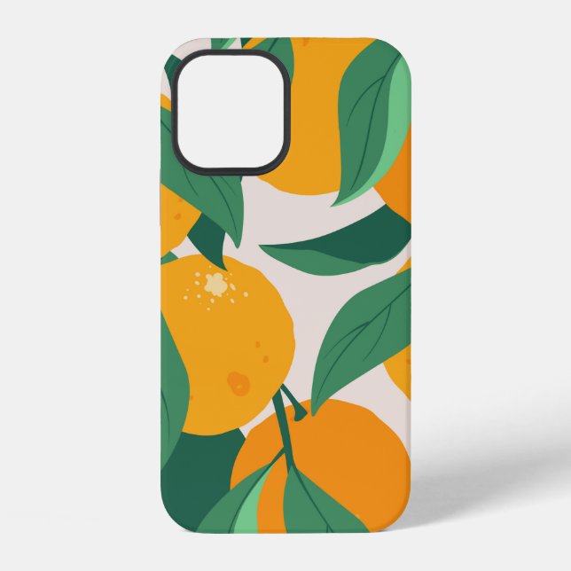 Orange fruits and leaves seamless pattern iPhone case (Back)