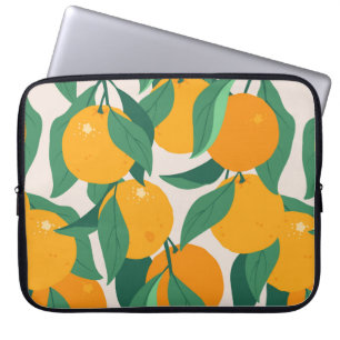 Orange fruits and leaves seamless pattern laptop sleeve