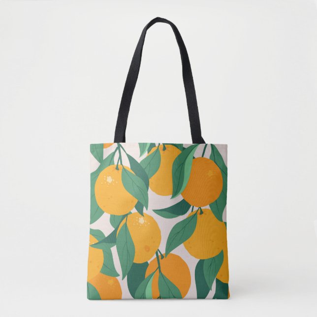Orange fruits and leaves seamless pattern tote bag (Front)