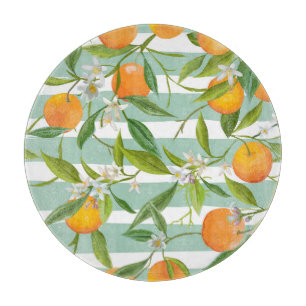 Orange Fruits Floral: Seamless Vintage. Cutting Board
