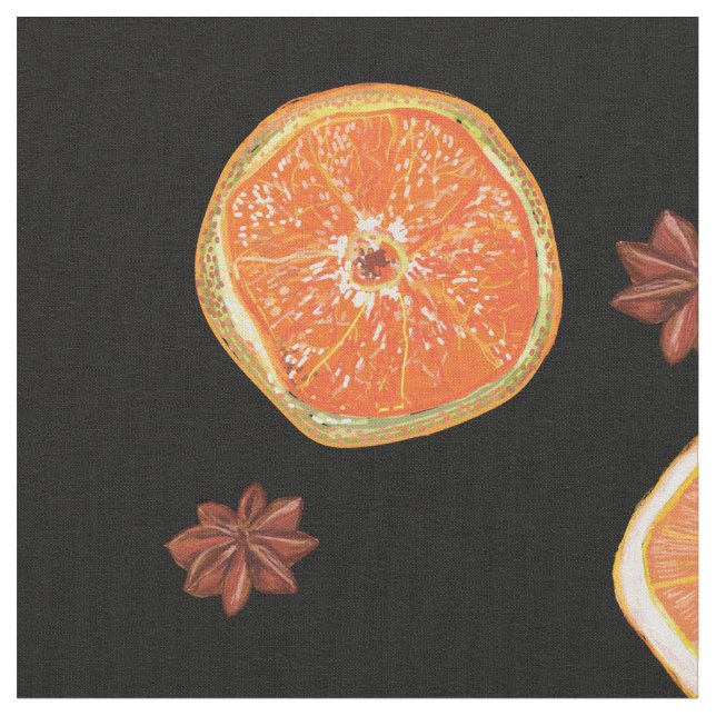 Orange Fruits Slices & Cinnamon Fabric (Close Up)