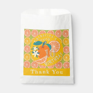 Orange Fruity 10th Birthday Green Favour Bag