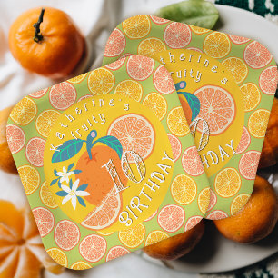 Orange Fruity 10th Birthday Paper Plate